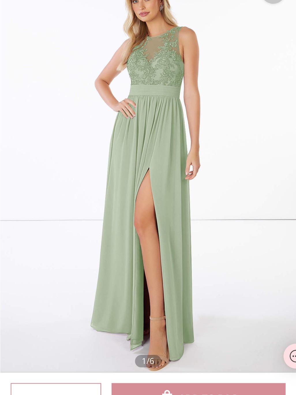Azazie Light Green Lace Dress